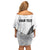 Personalised New Zealand 2025 Archery Family Matching Off Shoulder Short Dress and Hawaiian Shirt Aotearoa Silver Arrows White