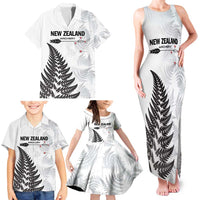 Personalised New Zealand 2025 Archery Family Matching Tank Maxi Dress and Hawaiian Shirt Aotearoa Silver Arrows White LT01 - Polynesian Pride