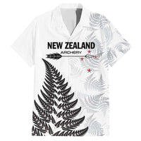 Personalised New Zealand 2025 Archery Family Matching Tank Maxi Dress and Hawaiian Shirt Aotearoa Silver Arrows White LT01 Dad's Shirt - Short Sleeve White - Polynesian Pride