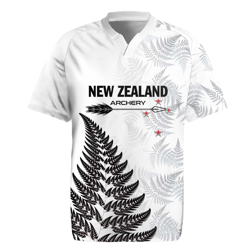 Personalised New Zealand 2025 Archery Rugby Jersey Aotearoa Silver Arrows White