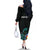 Personalised New Zealand Archery Family Matching Off The Shoulder Long Sleeve Dress and Hawaiian Shirt Turquoise Maori Silver Fern
