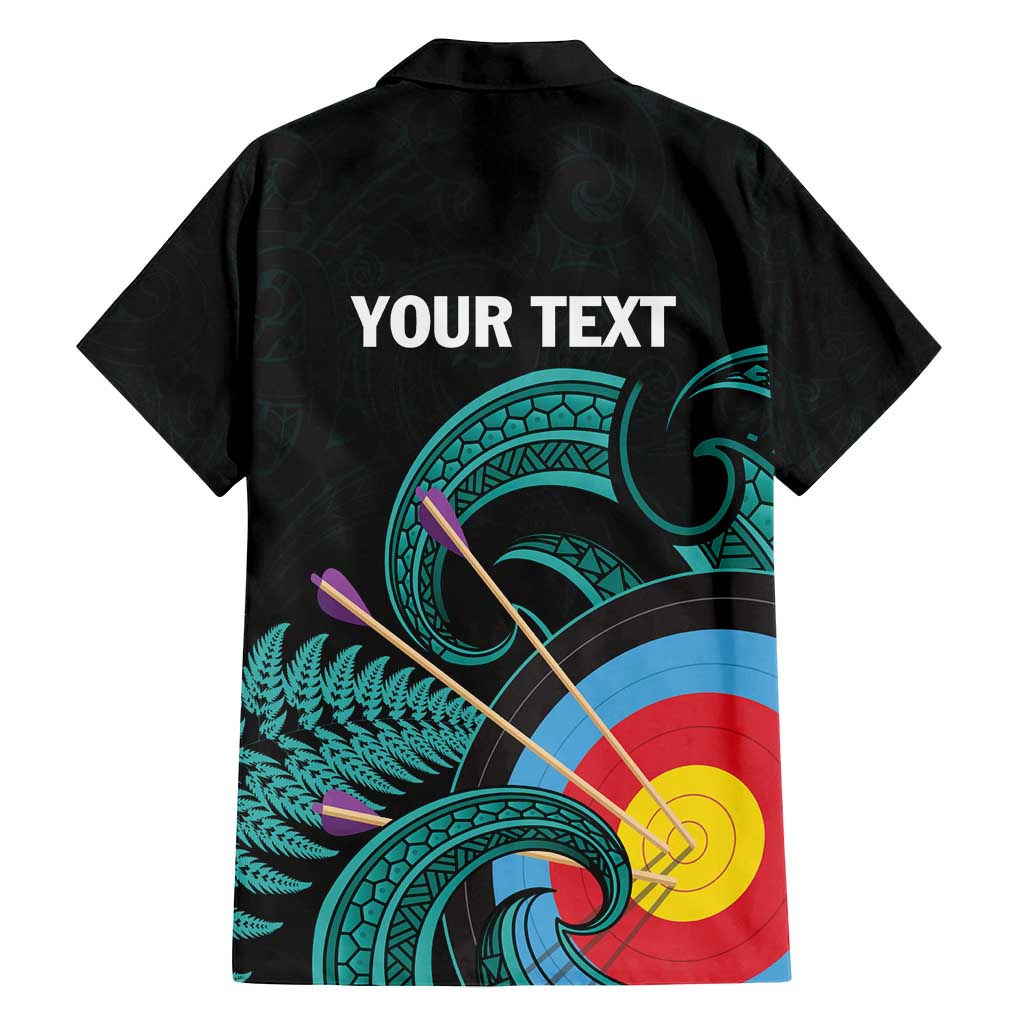 Personalised New Zealand Archery Family Matching Puletasi and Hawaiian Shirt Turquoise Maori Silver Fern
