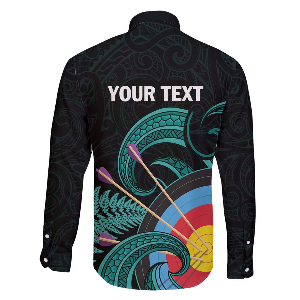 Personalised New Zealand Archery Family Matching Puletasi and Hawaiian Shirt Turquoise Maori Silver Fern