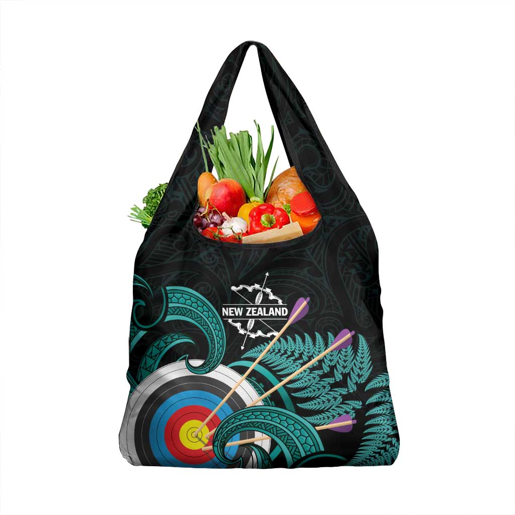 New Zealand Archery Grocery Bag Turquoise Maori Silver Fern LT01 1-pack One Size Turquoise - Polynesian Pride