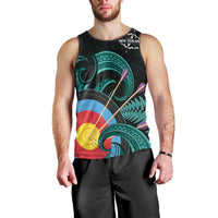 Personalised New Zealand Archery Men Tank Top Turquoise Maori Silver Fern