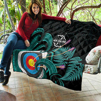 New Zealand Archery Quilt Turquoise Maori Silver Fern