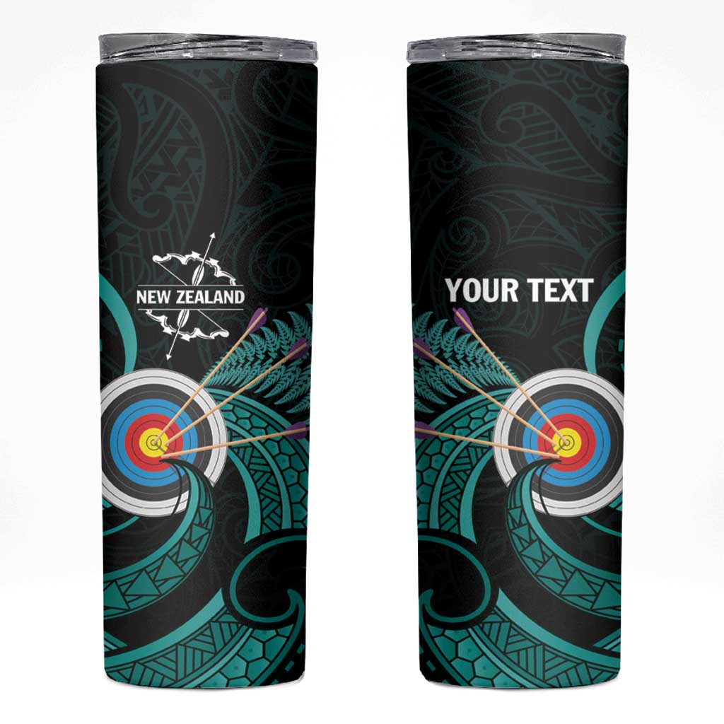 Personalised New Zealand Archery Skinny Tumbler Turquoise Maori Silver Fern LT01 Turquoise - Polynesian Pride