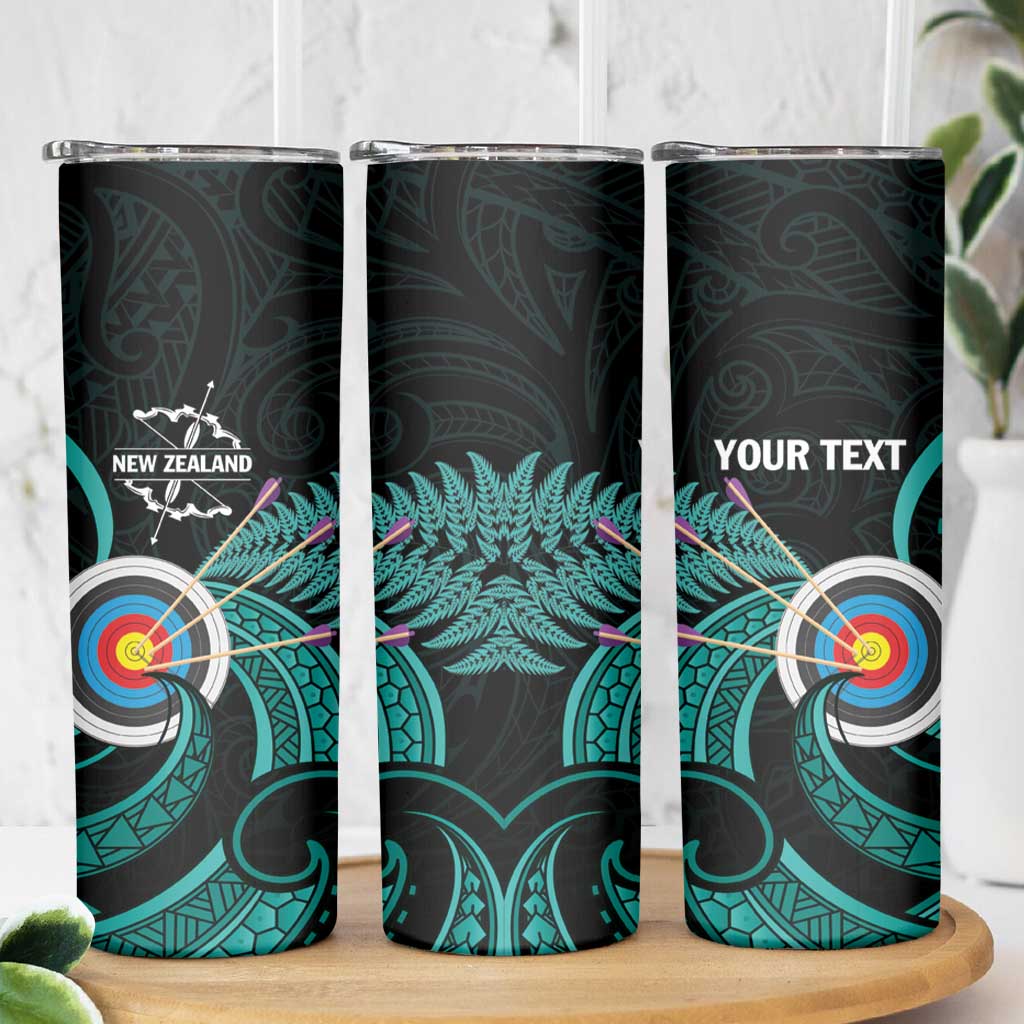 Personalised New Zealand Archery Skinny Tumbler Turquoise Maori Silver Fern LT01 - Polynesian Pride