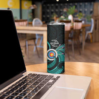 Personalised New Zealand Archery Skinny Tumbler Turquoise Maori Silver Fern LT01 - Polynesian Pride