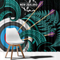 New Zealand Archery Window Curtain Turquoise Maori Silver Fern