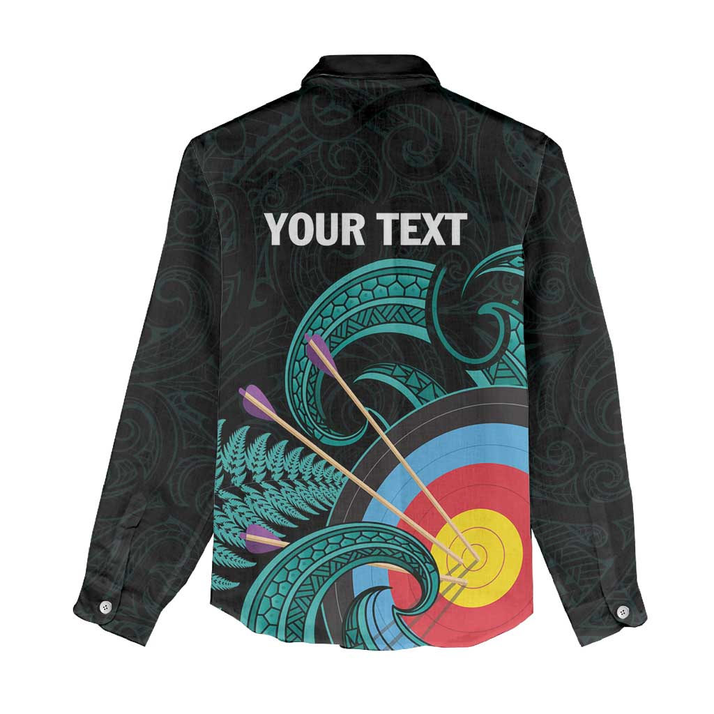 Personalised New Zealand Archery Women Casual Shirt Turquoise Maori Silver Fern LT01 - Polynesian Pride