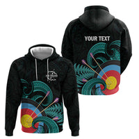 Personalised New Zealand Archery Zip Hoodie Turquoise Maori Silver Fern