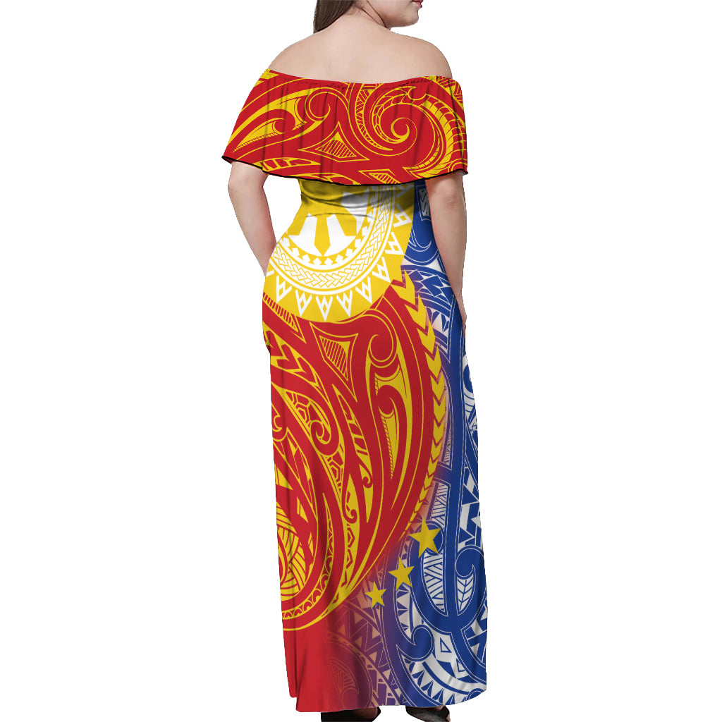 Philippines Off Shoulder Maxi Dress Pilipinas Polynesian Pattern