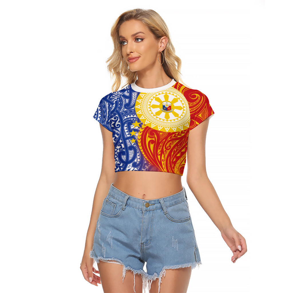 Philippines Raglan Cropped T Shirt Pilipinas Polynesian Pattern