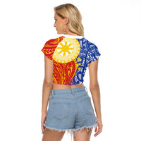 Philippines Raglan Cropped T Shirt Pilipinas Polynesian Pattern