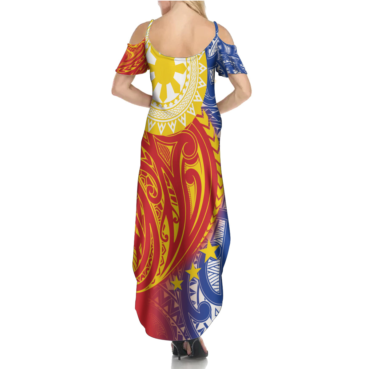 Philippines Summer Maxi Dress Pilipinas Polynesian Pattern