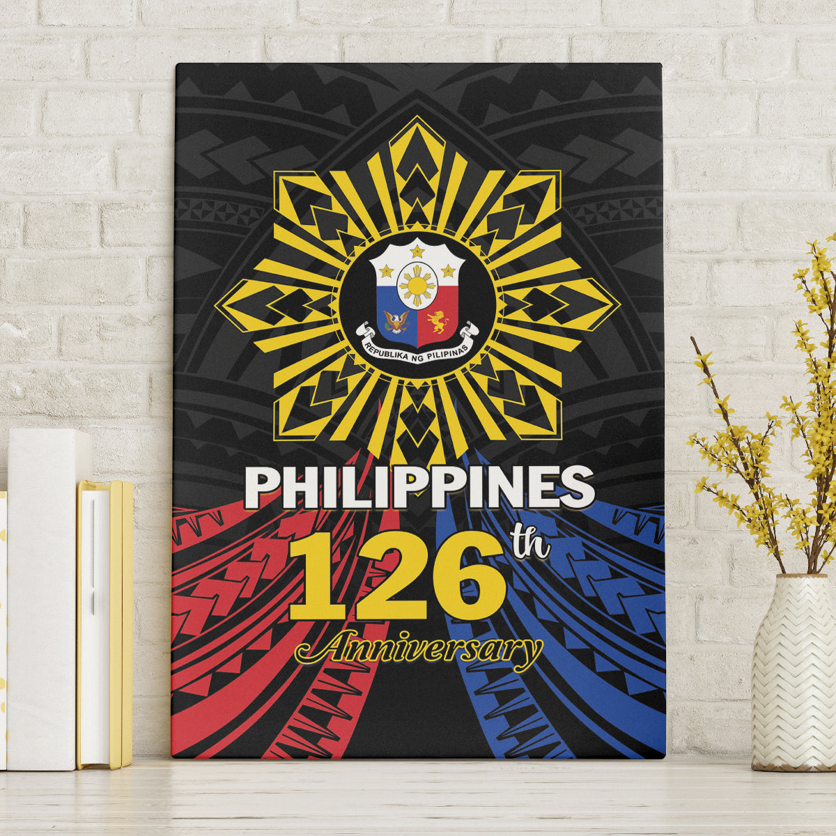 Philippines Independence Day Canvas Wall Art Filipino 126th Anniversary Sun Tattoo