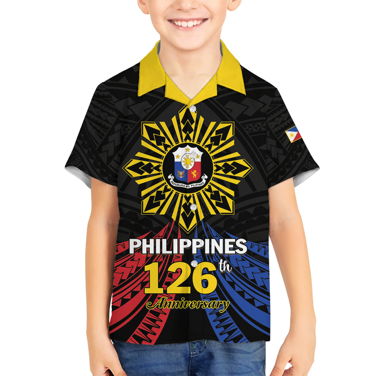 Personalized Philippines Independence Day Family Matching Summer Maxi Dress and Hawaiian Shirt Filipino 126th Anniversary Sun Tattoo