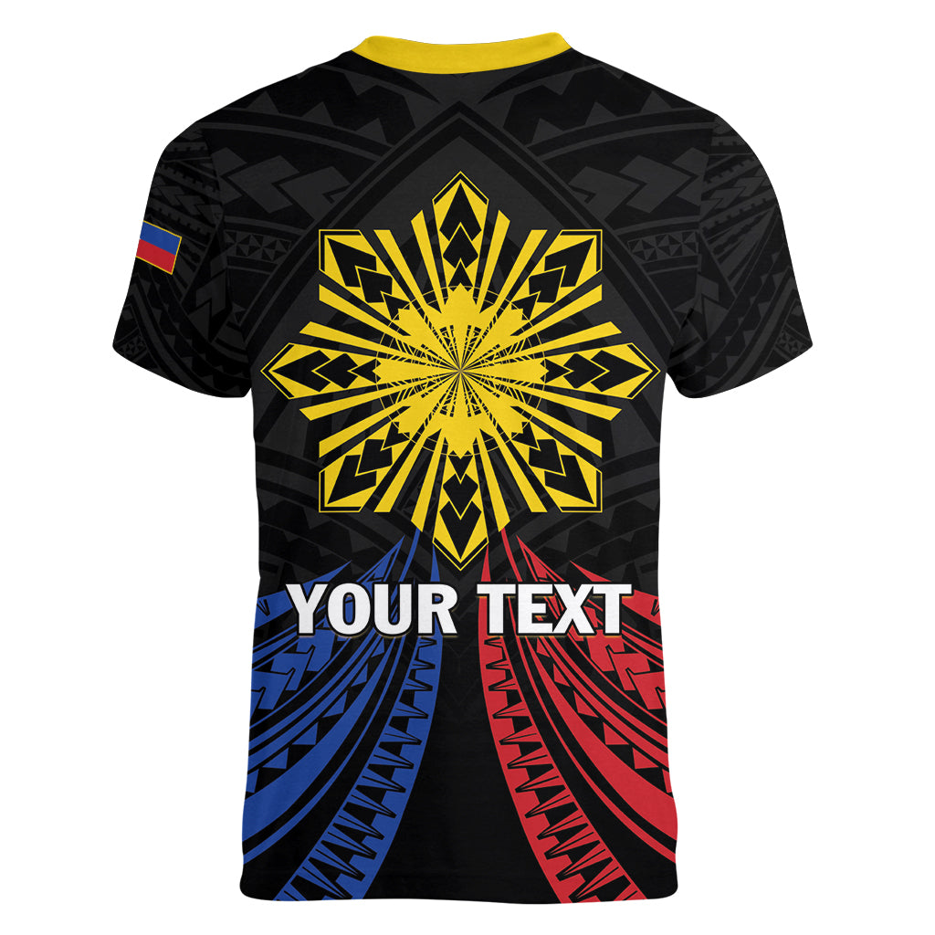 Personalized Philippines Independence Day Women V-Neck T-Shirt Filipino 126th Anniversary Sun Tattoo