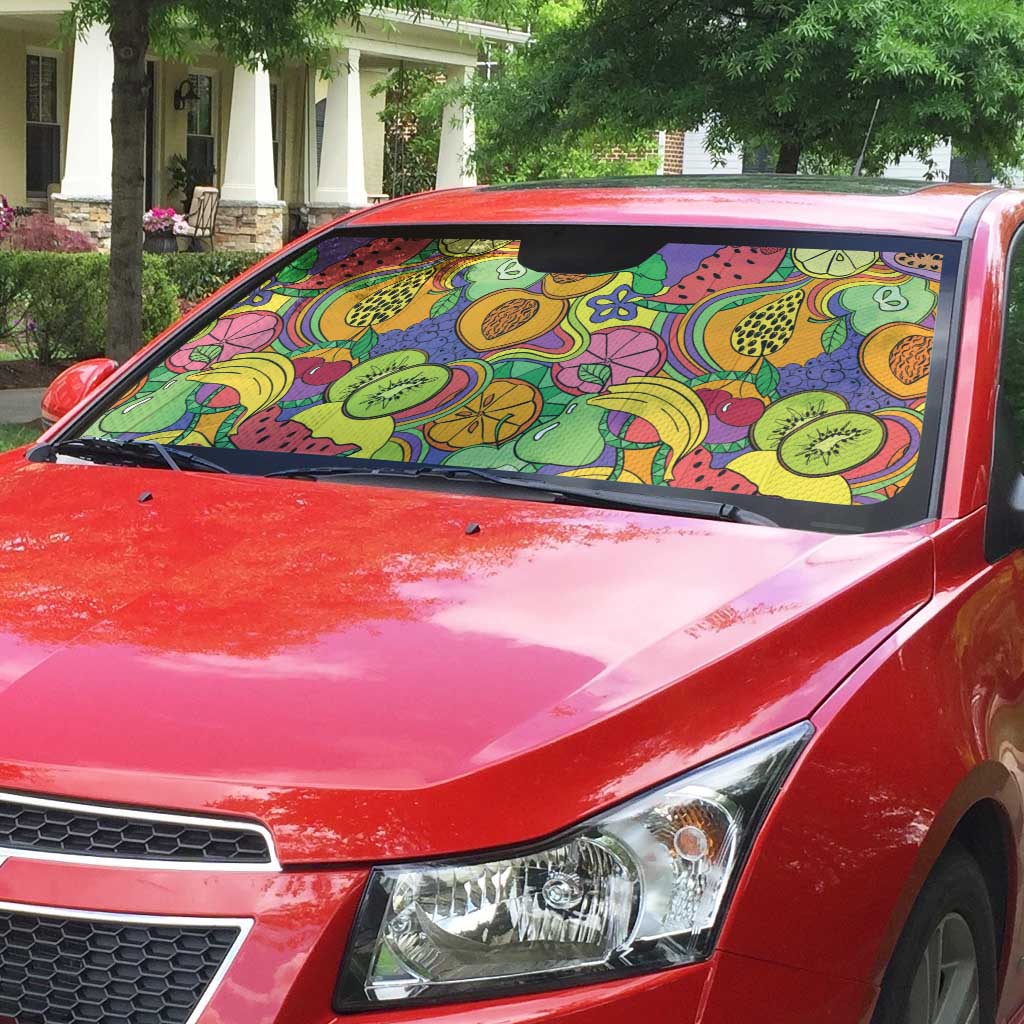 Hawaii Fruits Hippie Style Auto Sun Shade Vibrant Colorful LT01 - Polynesian Pride