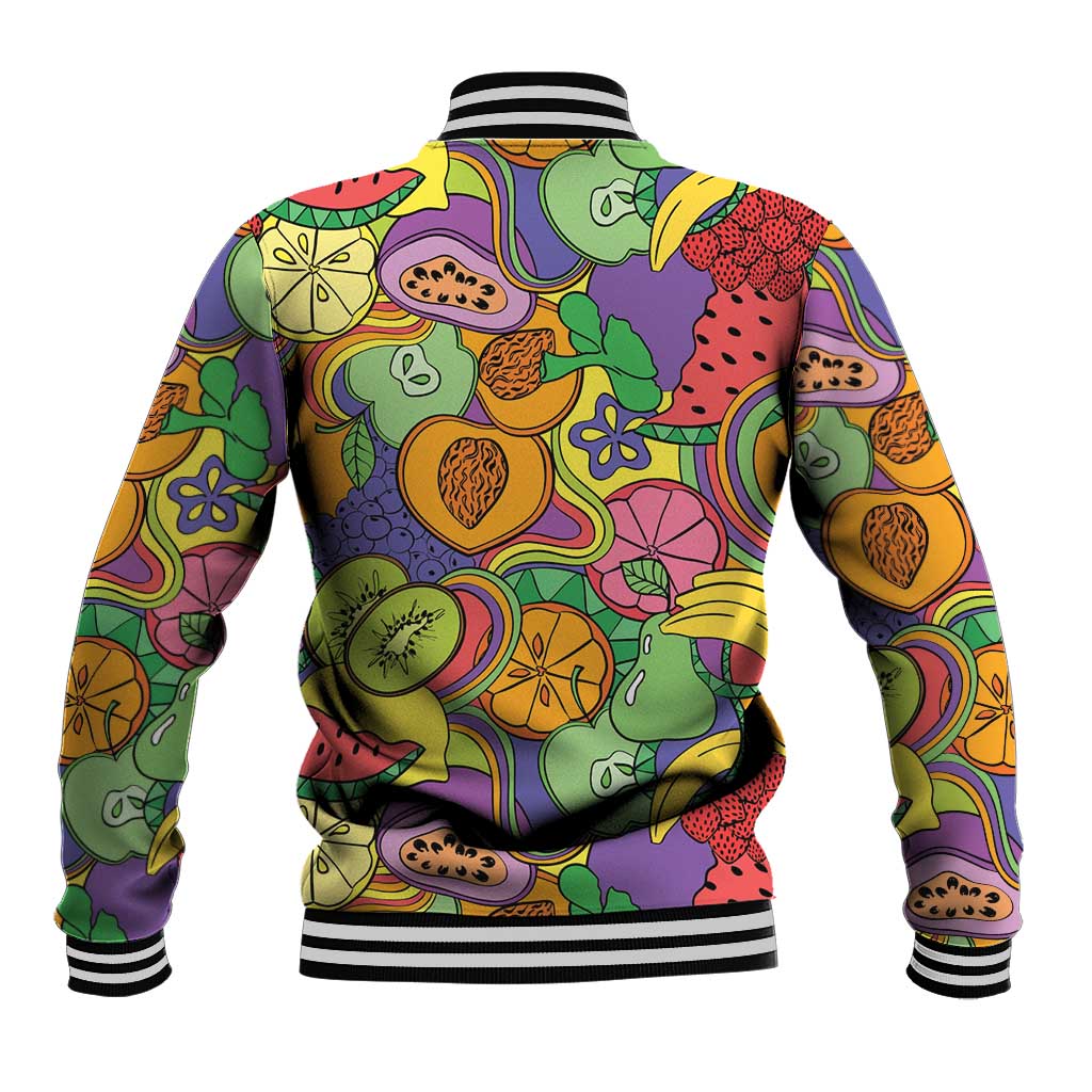 Hawaii Fruits Hippie Style Baseball Jacket Vibrant Colorful LT01 - Polynesian Pride