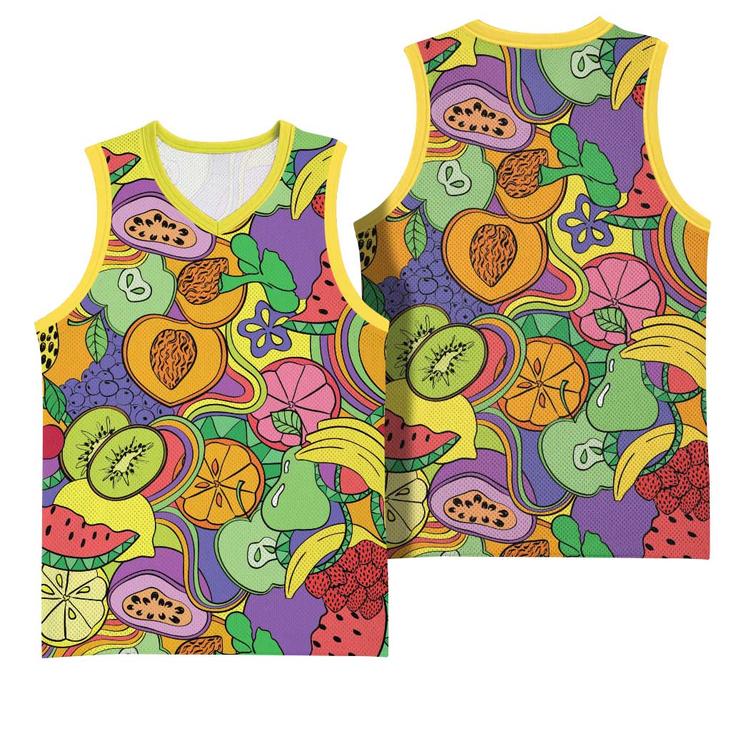 Hawaii Fruits Hippie Style Basketball Jersey Vibrant Colorful LT01 - Polynesian Pride