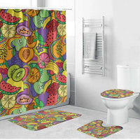 Hawaii Fruits Hippie Style Bathroom Set Vibrant Colorful LT01 Bathroom Set (4 pcs) Multicolor - Polynesian Pride