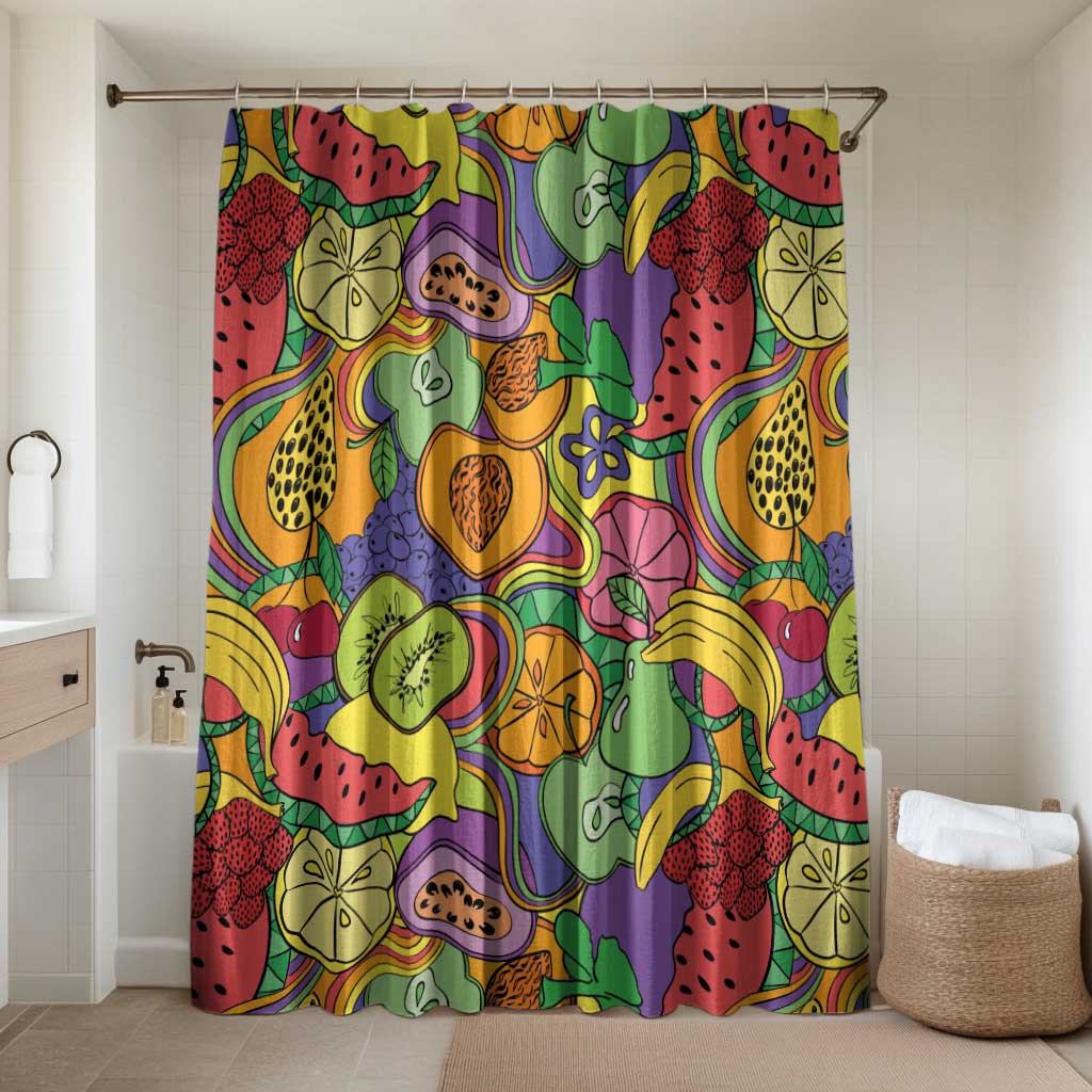 Hawaii Fruits Hippie Style Bathroom Set Vibrant Colorful LT01 Shower Curtain Only Multicolor - Polynesian Pride