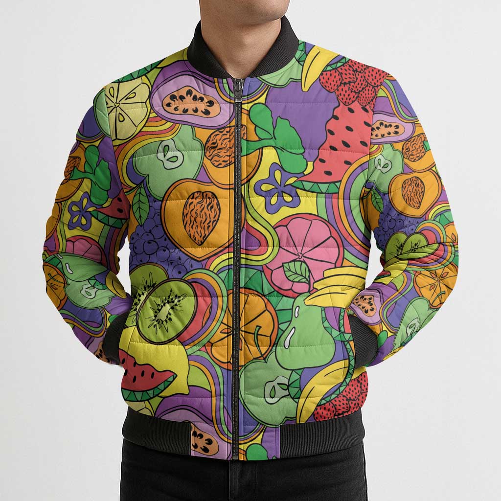 Hawaii Fruits Hippie Style Bomber Puffer Jacket Vibrant Colorful LT01 - Polynesian Pride