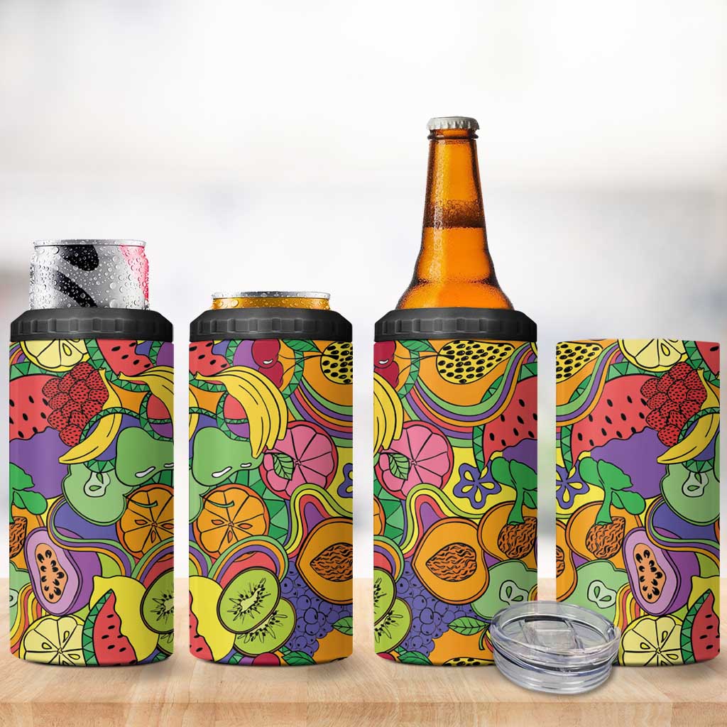 Hawaii Fruits Hippie Style 4 in 1 Can Cooler Tumbler Vibrant Colorful LT01 - Polynesian Pride