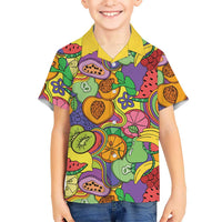 Hawaii Fruits Hippie Style Family Matching Puletasi and Hawaiian Shirt Vibrant Colorful LT01 Son's Shirt Multicolor - Polynesian Pride