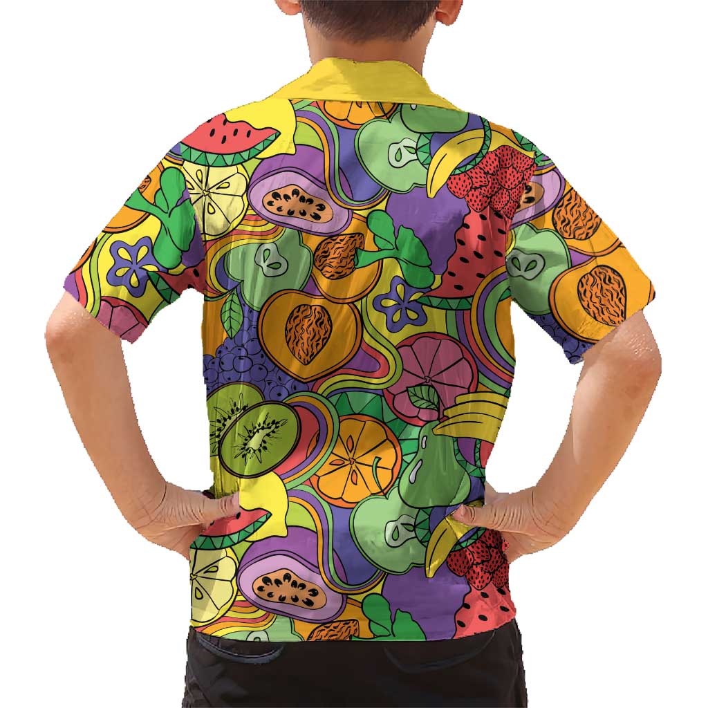 Hawaii Fruits Hippie Style Family Matching Summer Maxi Dress and Hawaiian Shirt Vibrant Colorful LT01 - Polynesian Pride