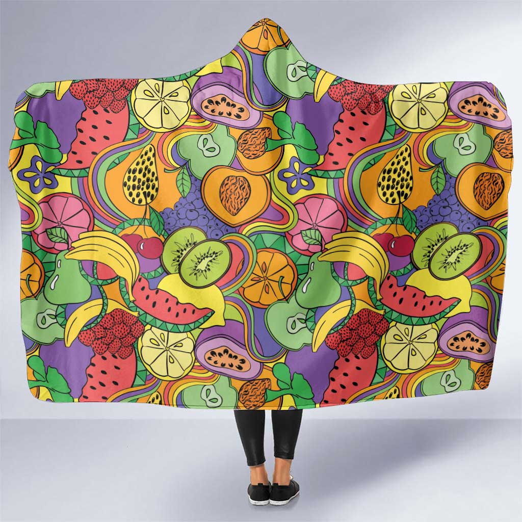 Hawaii Fruits Hippie Style Hooded Blanket Vibrant Colorful LT01 One Size Multicolor - Polynesian Pride