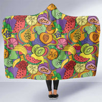 Hawaii Fruits Hippie Style Hooded Blanket Vibrant Colorful LT01 One Size Multicolor - Polynesian Pride