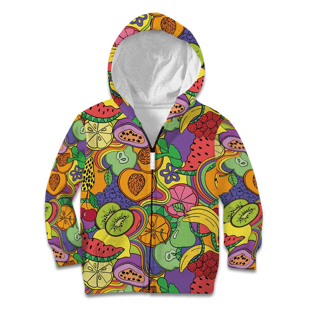 Hawaii Fruits Hippie Style Kid Hoodie Vibrant Colorful LT01 Zip Hoodie Multicolor - Polynesian Pride