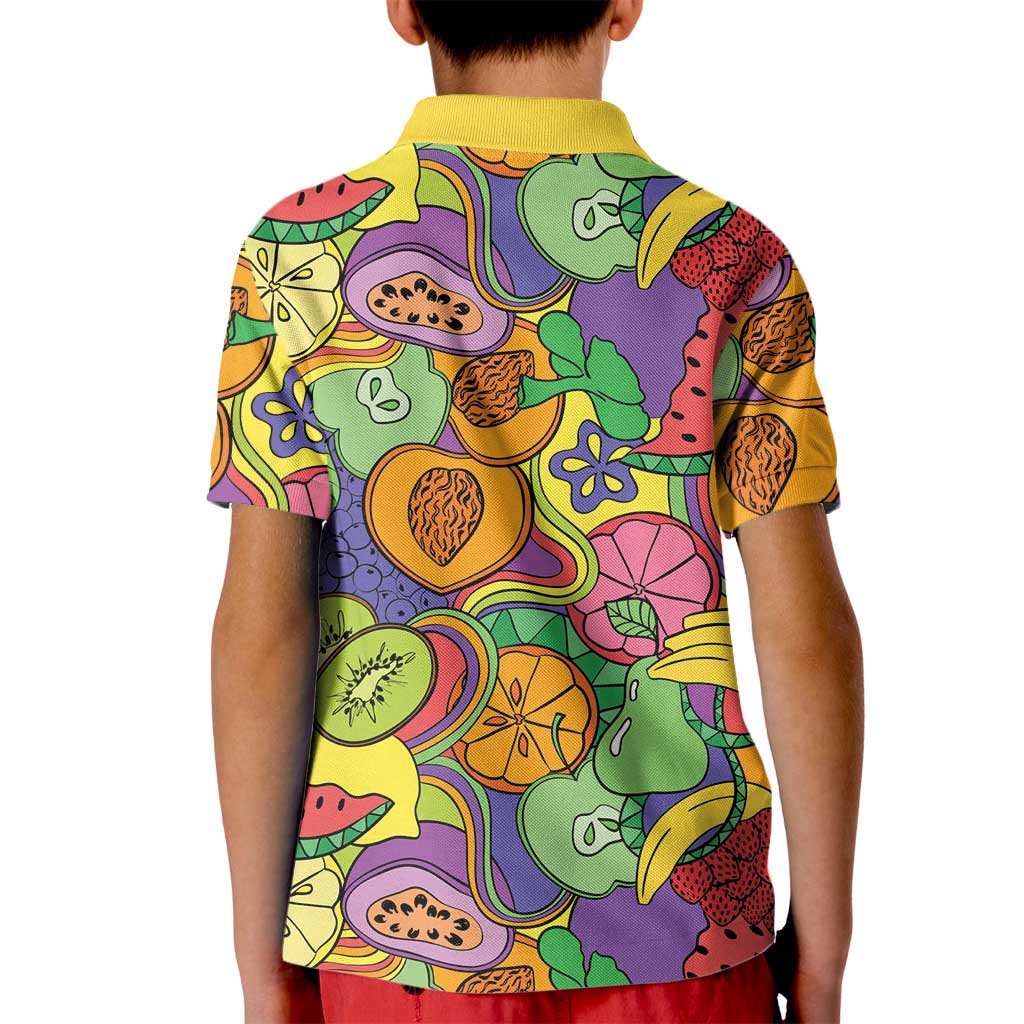 Hawaii Fruits Hippie Style Kid Polo Shirt Vibrant Colorful LT01 - Polynesian Pride