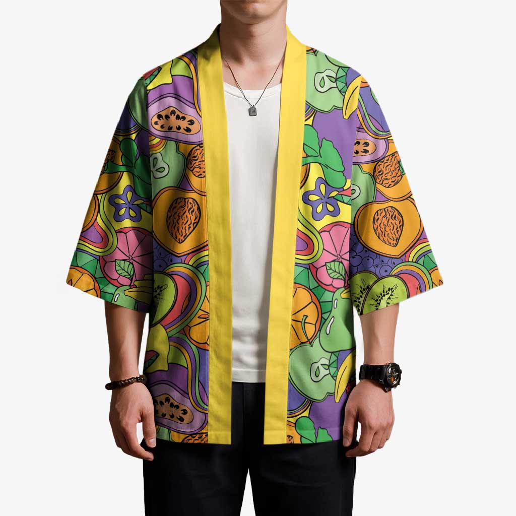 Hawaii Fruits Hippie Style Kimono Vibrant Colorful LT01 - Polynesian Pride