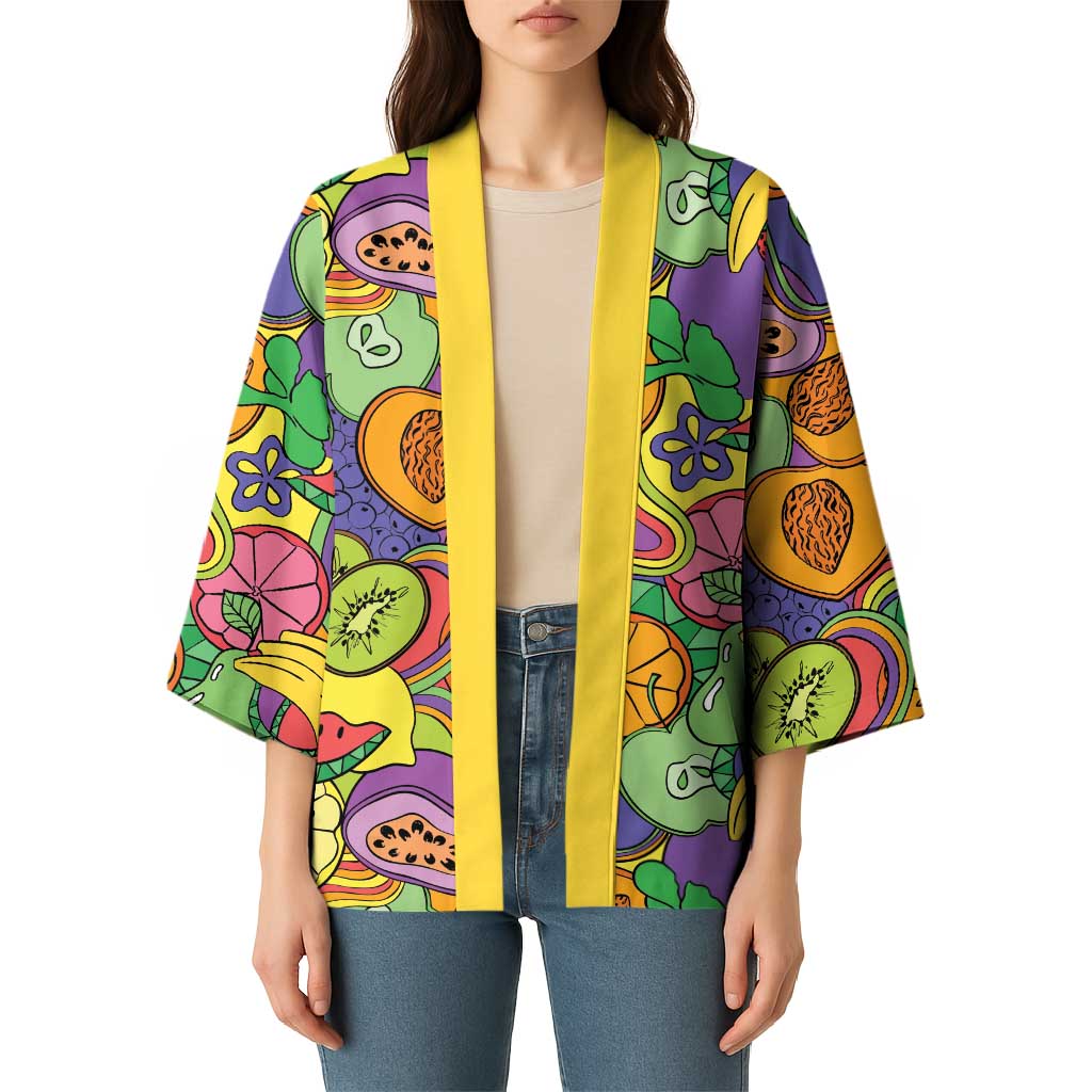 Hawaii Fruits Hippie Style Kimono Vibrant Colorful LT01 - Polynesian Pride