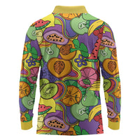 Hawaii Fruits Hippie Style Long Sleeve Polo Shirt Vibrant Colorful LT01 - Polynesian Pride