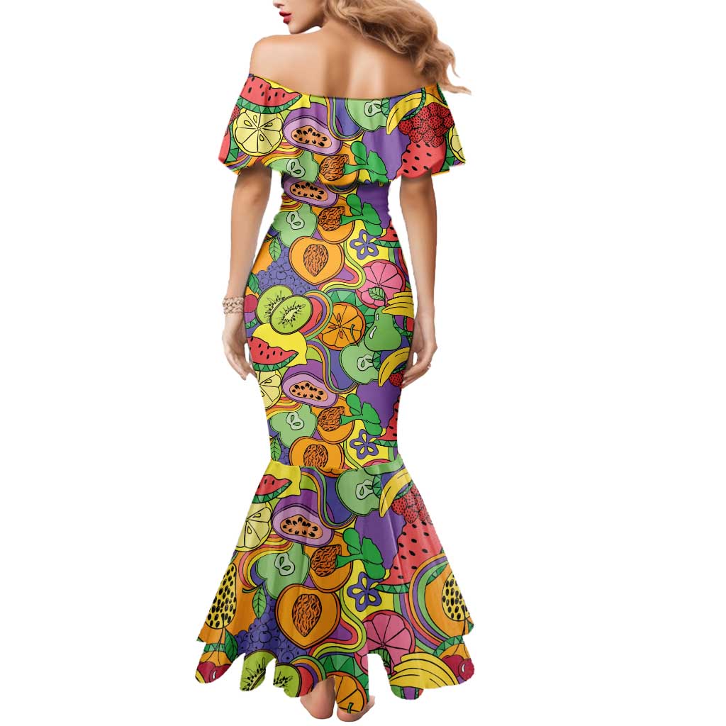 Hawaii Fruits Hippie Style Mermaid Dress Vibrant Colorful LT01 - Polynesian Pride