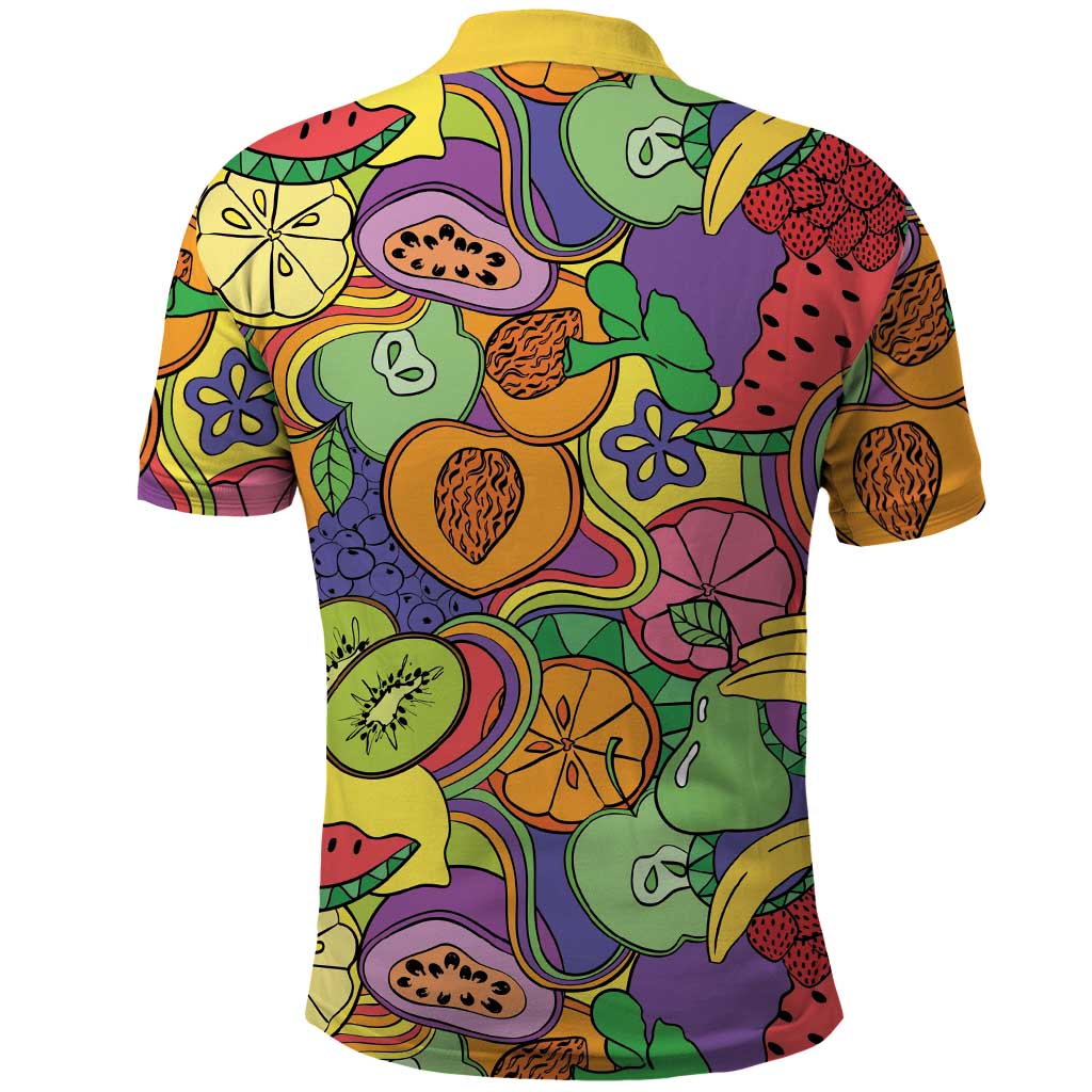 Hawaii Fruits Hippie Style Polo Shirt Vibrant Colorful LT01 - Polynesian Pride
