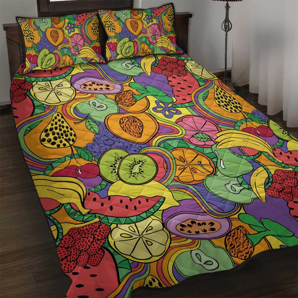 Hawaii Fruits Hippie Style Quilt Bed Set Vibrant Colorful LT01 Multicolor - Polynesian Pride