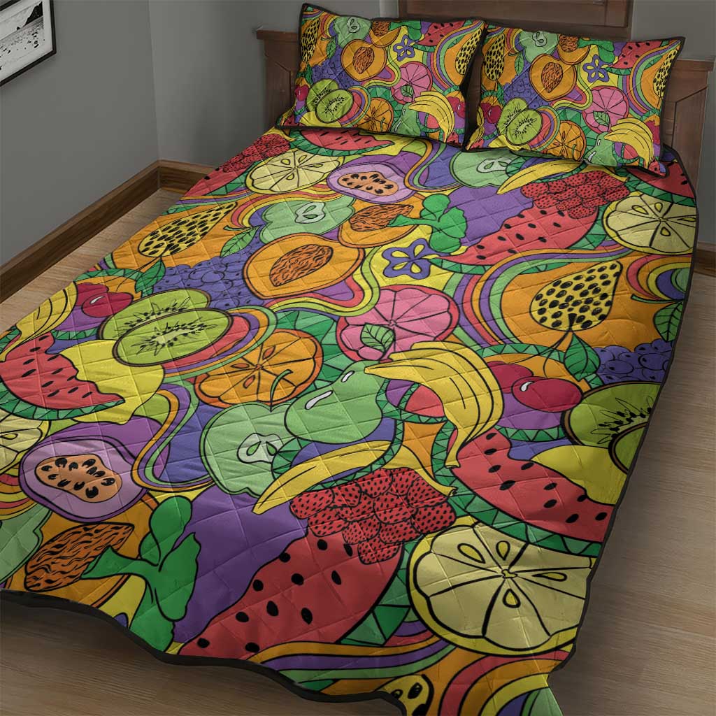 Hawaii Fruits Hippie Style Quilt Bed Set Vibrant Colorful LT01 - Polynesian Pride