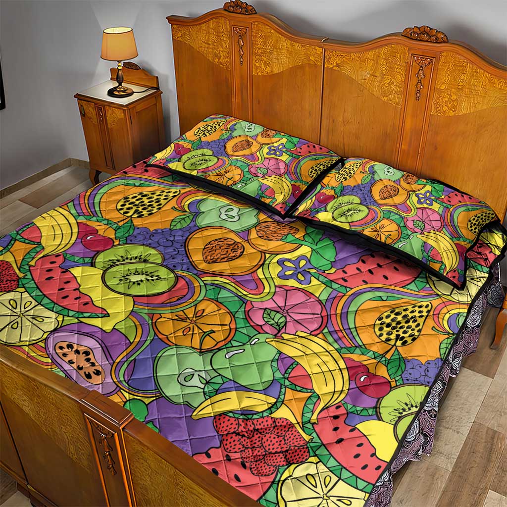 Hawaii Fruits Hippie Style Quilt Bed Set Vibrant Colorful LT01 - Polynesian Pride