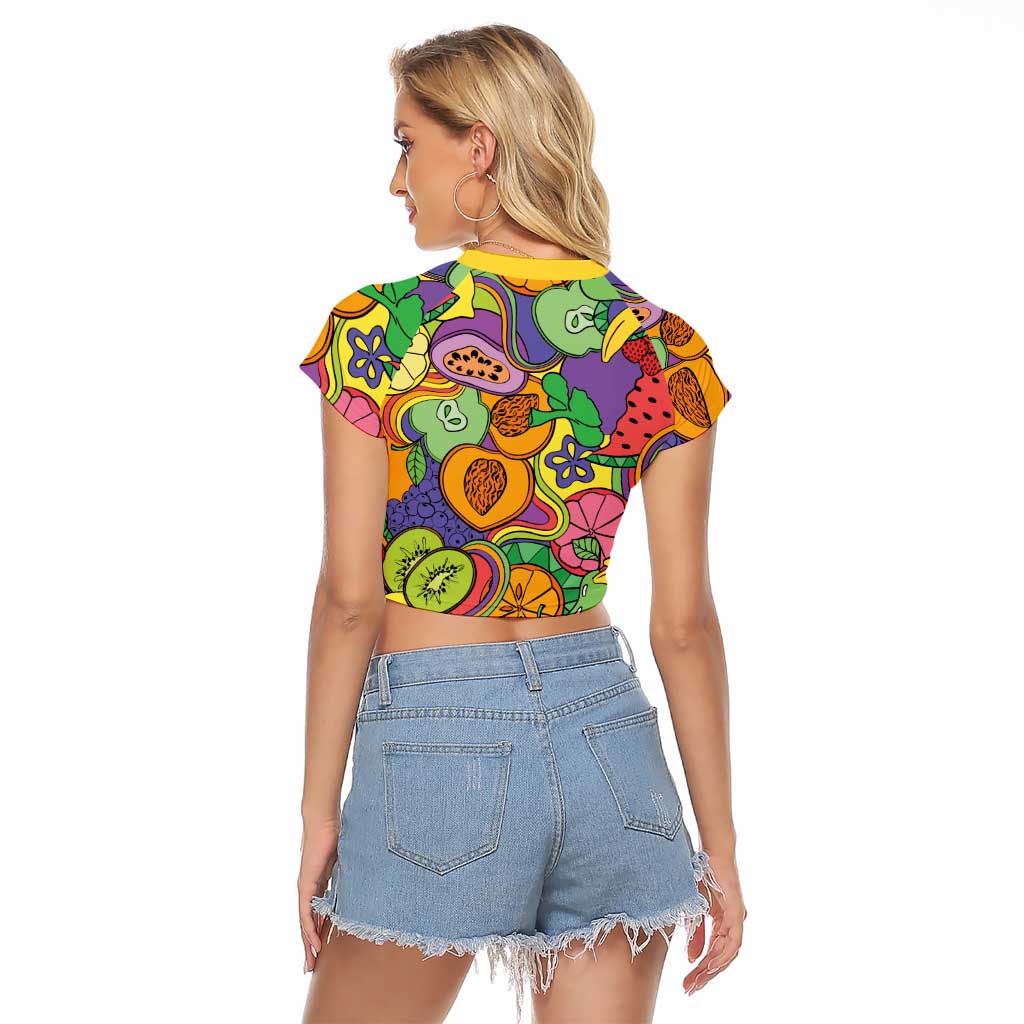Hawaii Fruits Hippie Style Raglan Cropped T Shirt Vibrant Colorful LT01 - Polynesian Pride