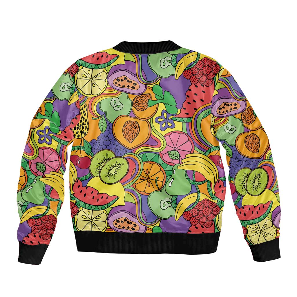 Hawaii Fruits Hippie Style Sleeve Zip Bomber Jacket Vibrant Colorful LT01 - Polynesian Pride