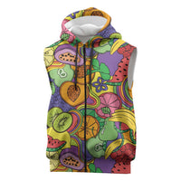Hawaii Fruits Hippie Style Sleeveless Zip Hoodie Vibrant Colorful LT01 Multicolor - Polynesian Pride