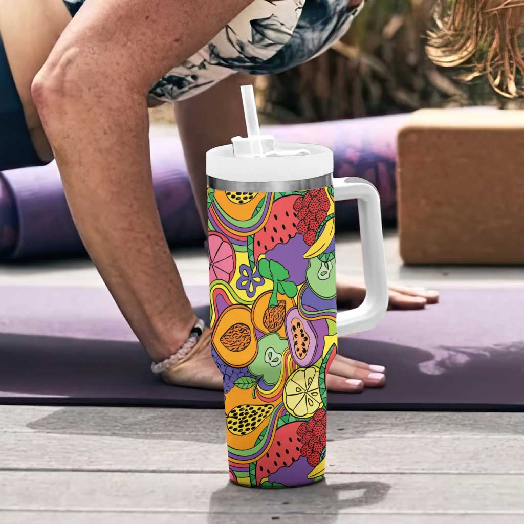 Hawaii Fruits Hippie Style Tumbler With Handle Vibrant Colorful LT01 - Polynesian Pride