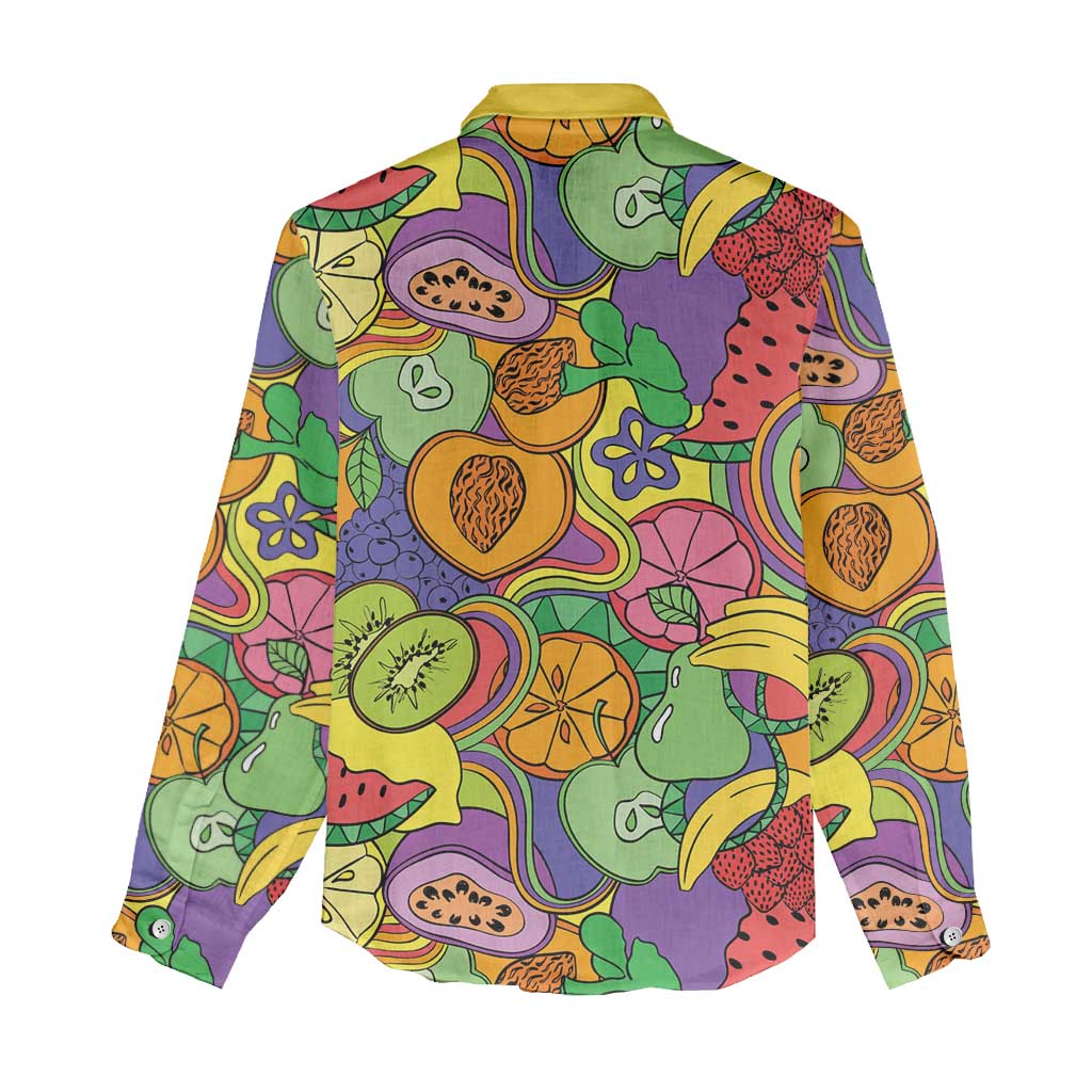 Hawaii Fruits Hippie Style Women Casual Shirt Vibrant Colorful LT01 - Polynesian Pride