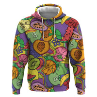 Hawaii Fruits Hippie Style Zip Hoodie Vibrant Colorful LT01 Pullover Hoodie Multicolor - Polynesian Pride